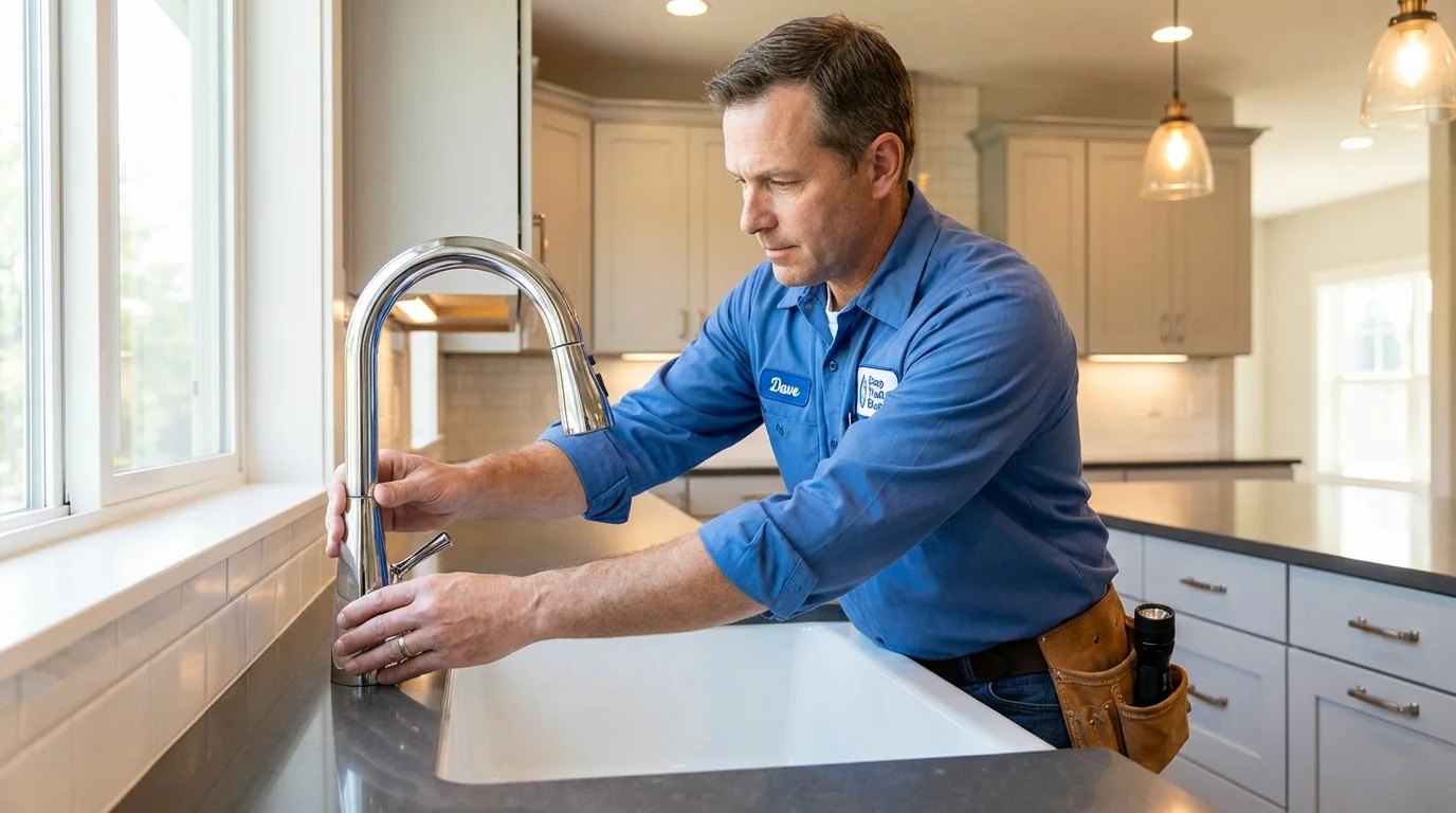 Kitchen faucet installation by Johns Plumbing LLC in Pownal